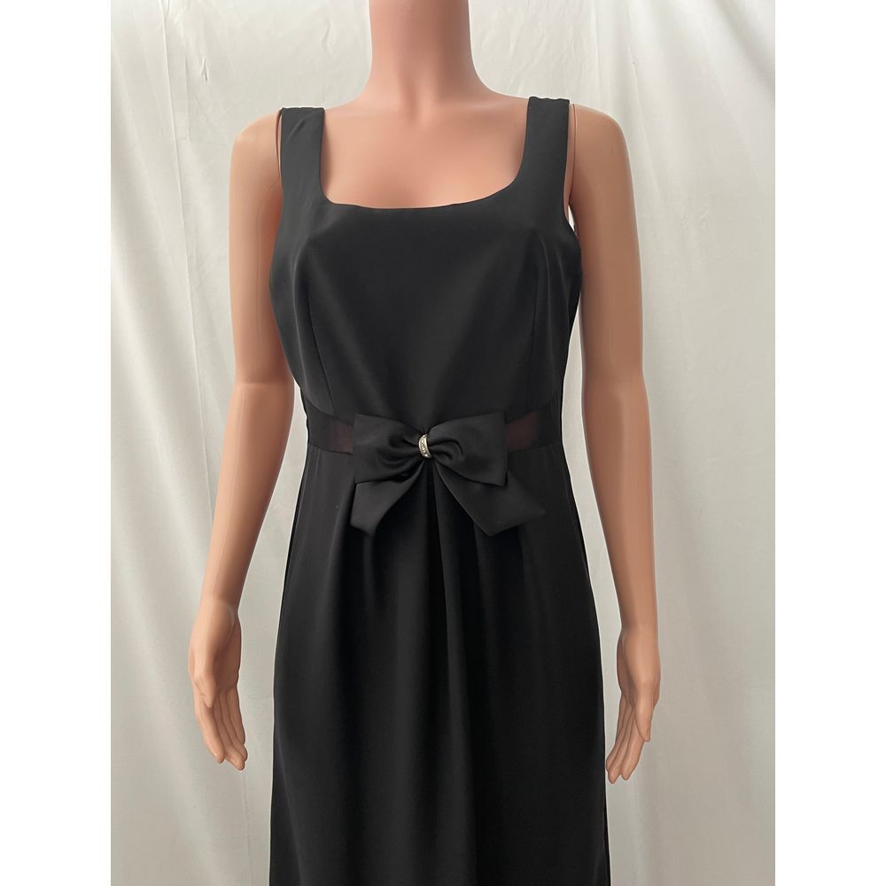Vintage Cattiva black bow M dress, elegant classy, Old Hollywood, LBD mesh sides - Picture 8 of 14